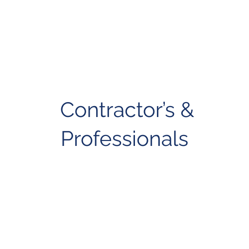 A logo with the text 'Contractors and Professionals'