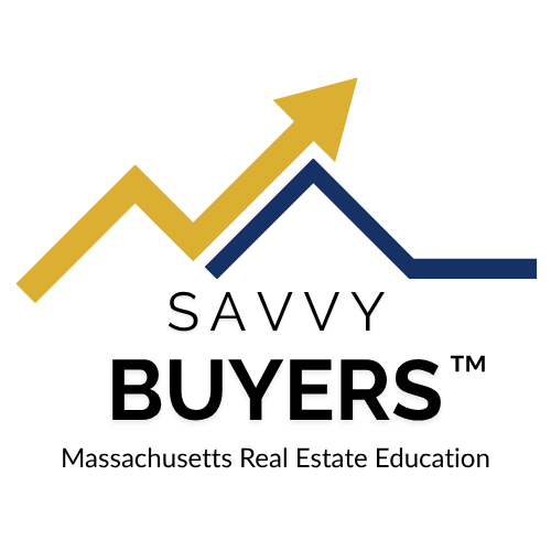 The logo for the savvy buyers video series, featuring line graphs with an arrow pointing up and a secondary line forming the peak of a roof line.