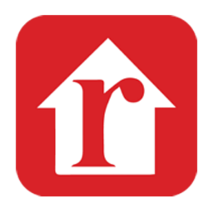 Realtor.com logo featuring a red background with a white colored house in the middle with a red lowercase r