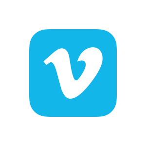 Vimeo logo consisting of a light blue app icon with a lower case v in white negative space