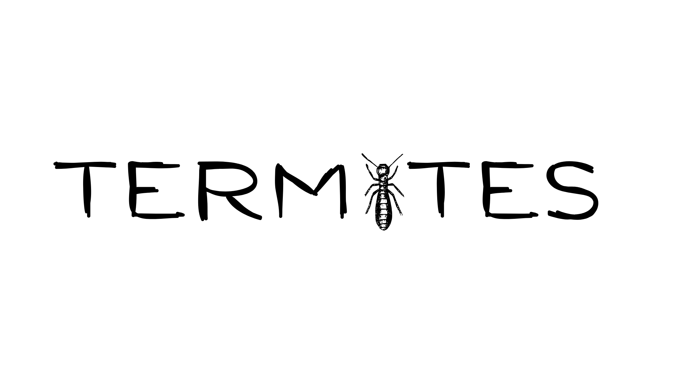 A title feature the word termites with an icon of the species replacing the letter i