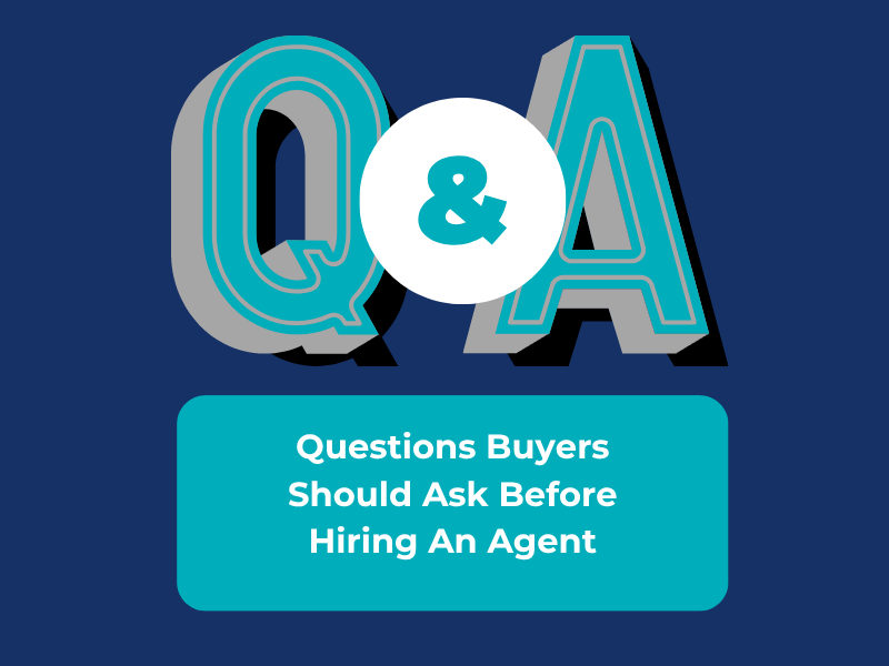 A Question and answer above title text stating Questions Sellers Should Ask Before Hiring An Agent